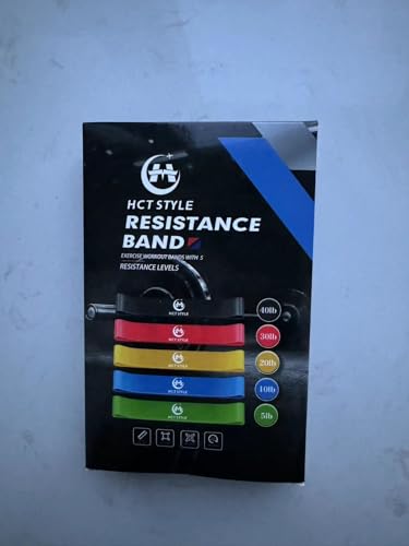 HCT STYLE Exercise Band Resistance Bands for Working Out Men and Women Set 5 Different Levels Yoga Pilates,Natural Latex is Non Toxic and Odorless Not curl with Exercise Instructions e Carry Bag.