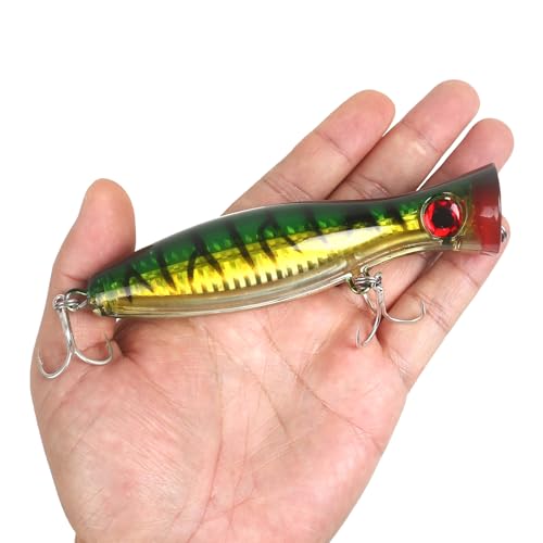 4pcs Multicolor Large Top Water Popper Lures for Saltwater Fishing - Tuna & GT