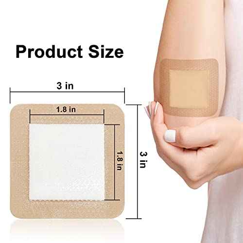 Carbou Silicone Foam Dressing with Adhesive Gentle Border,3"x3" Waterproof Wound Dressing,High Absorbency Wound Bandage,Silicone Foam Pad for Wound Care 5 Pack