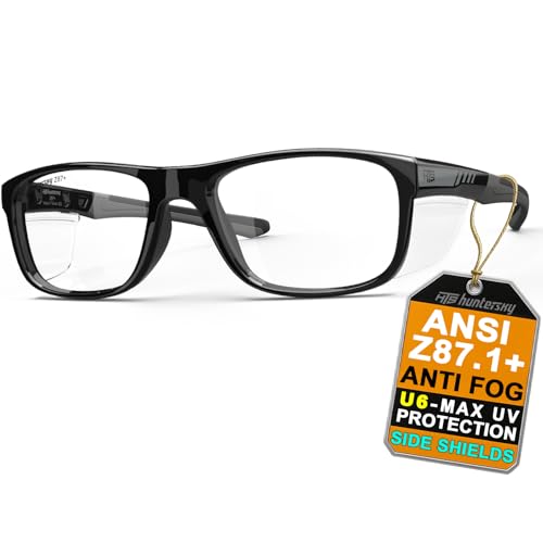 Small Safety Glasses with Side Shield - Anti-Fog, Scratch Resistant, ANSI Z87, Pickleball Glasses - Gloss Black