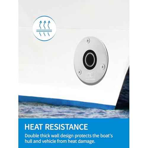 OCEANBROAD Stainless Steel 316 Thru Hull Exhaust, Fitting 22mm/24mm Hose Pipe Marine Exhaust Port for Webasto, Planar, Eberspacher, Chinese Diesel Parking heaters, with Bolts and Nuts