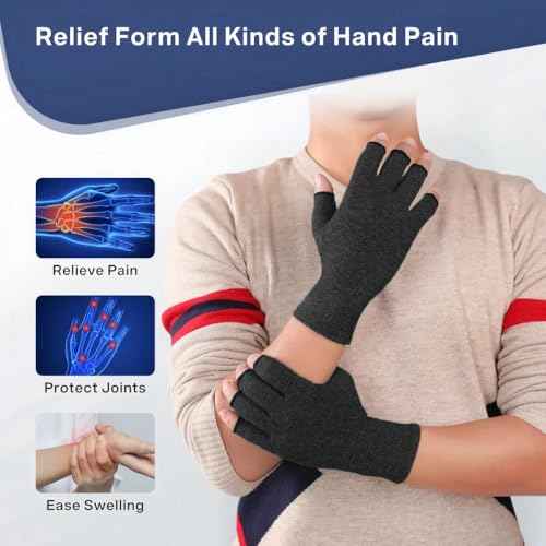 Arthritis Gloves for Women for Pain, Men and Women Fingerless Compression Wrap for Hand Pain and Osteoarthritis Compression Gloves,L,Black