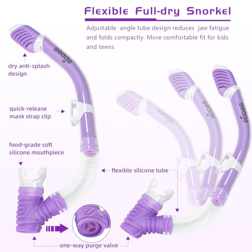 Kids Snorkel Set with Anti-Fog Mask and Dry Top Snorkel - 180° View
