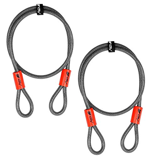 Heavy-Duty 4FT Steel Cable Lock with Loops - 10mm Braided Steel Weatherproof Security Chain Pair