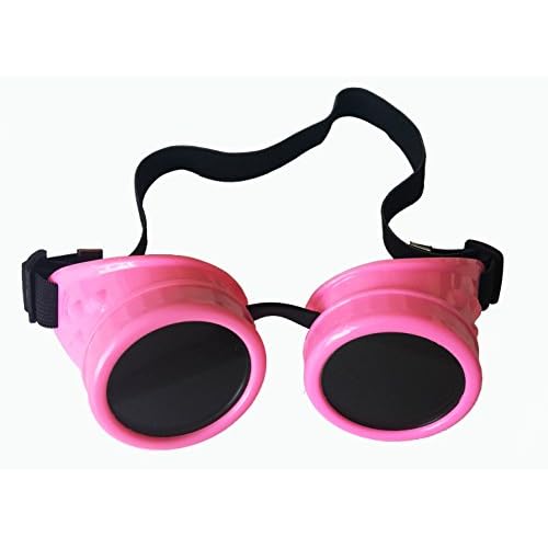 Wocst Cyber Goggles Vintage Steampunk Goggles Glasses Welding Goth Cosplay(Pink)