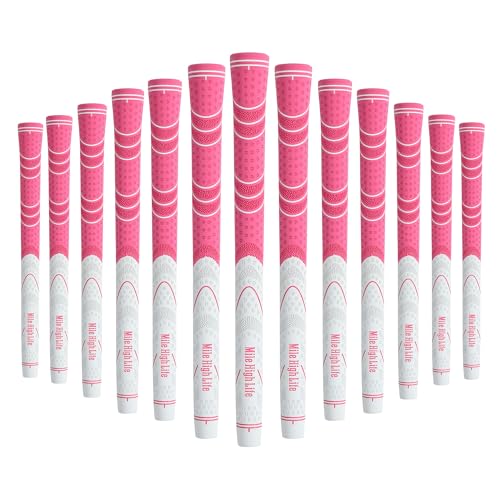 Golf Club Grip Pack - All-Weather Soft Rubber, Pink, 13 Pieces, Standard Size