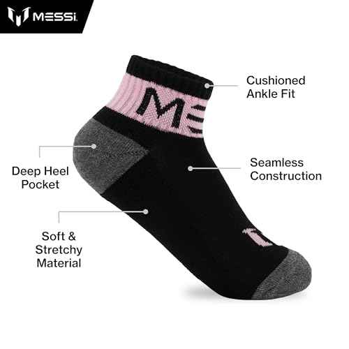 Messi boys Lifestyle Ankle Socks, 6-pack, Soft & Stretchy, Comfortable