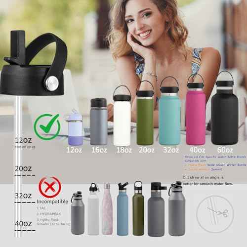 Straw Lid for Hydro Flask Wide Mouth 32 40 oz, Lids with Flexible Handle compatible with HydroFlask, Replacement Sports Flex Cap Wide Mouth Top