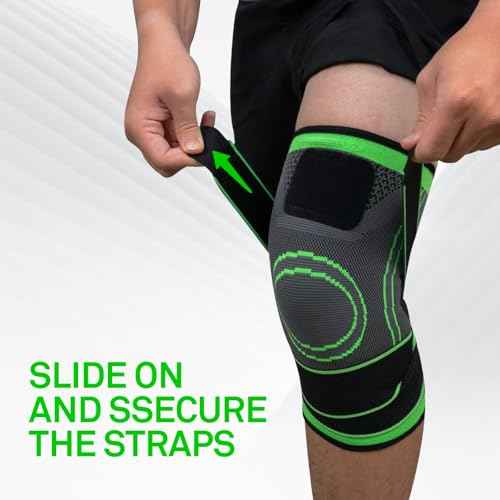 Adjustable Knee Sleeve with side stabilizers - Knee Compression Sleeve for Men & Women, Knee Brace for Meniscus Tear, Arthritis Pain, Running, Sports & Injury Recovery Knee Support