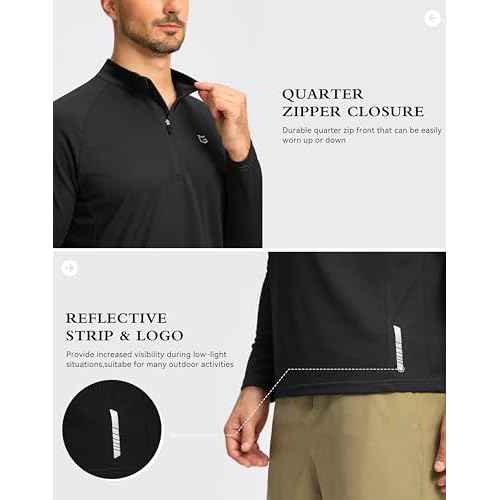 G Gradual Men's Running Shirts Long Sleeve Athletic Shirt Lightweight Quick Dry Quarter Zip Pullover for Men Workout Gym Golf