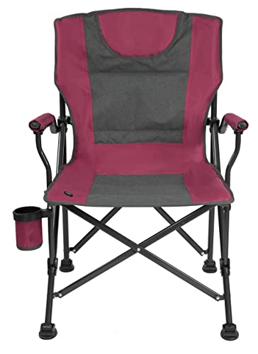 Backyard Expressions Luxury Heated Portable Camp Chair - Red/Grey - Great for Camping, Sports and The Beach
