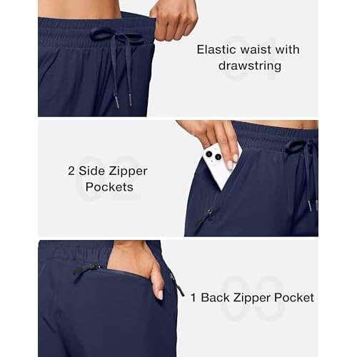 SANTINY Women's 7''/ 9'' Hiking Shorts with 3 Zipper Pockets Lightweight Quick Dry Long Athletic Golf Shorts for Women Casual
