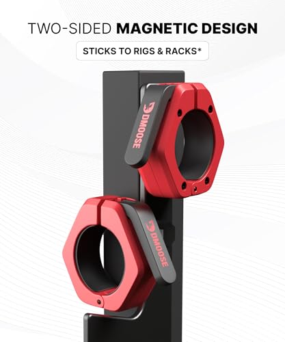 DMoose Fitness Magnetic Barbell Clips 2 Inch Red - Quick Release Weight Collars