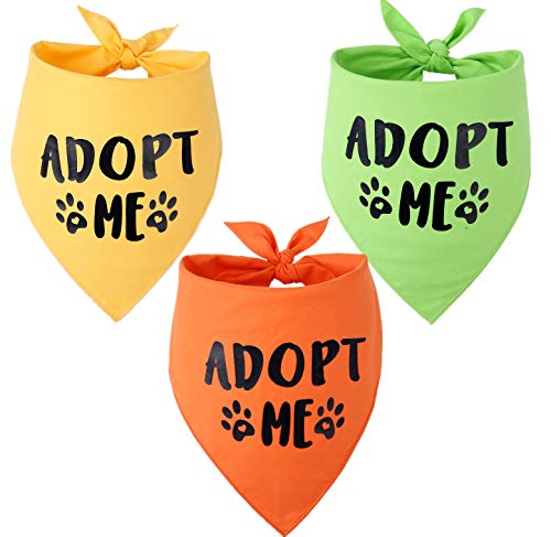 Adopt Me Dog Bandana Set of 3 - Bright Colors for Medium to Large Dogs - Pack of 3