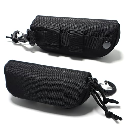 Tactical Molle Glasses Case with Clip - Shockproof Eyewear Protection, Black A