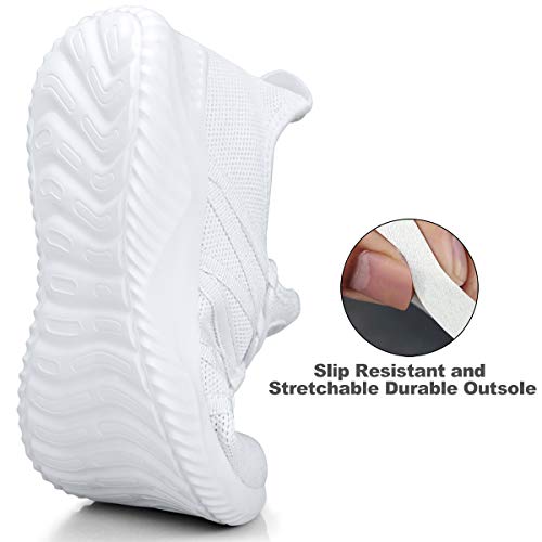 Feethit Womens Slip-On Tennis Shoes - All White 9.5