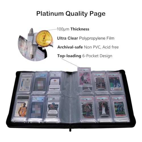 Black PSA Slab Binder Holds 72 Graded Cards for CGC, CSG, FGS, FCG - Rayvol