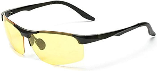 mincl/Polarized Sports Sunglasses for Running Cycling Fishing Night-vision Frame -yhl (black-yellow, black-yellow)