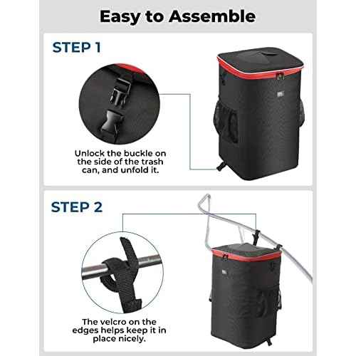 KEMIMOTO Boat Trash Can, Portable Reusable Boating Garbage Can with Lid Outdoor Collapsible Storage Bags Accessories for Boating Camping RV Pontoon Kayak