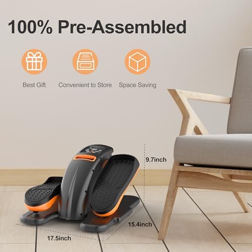 Mysuntown Under Desk Elliptical for Home, Leg Exerciser While Sitting for Seniors Fully Assembled, Ellipse Leg Exerciser with 12 Adjustable Speeds & Remote Control & Pedals Straps