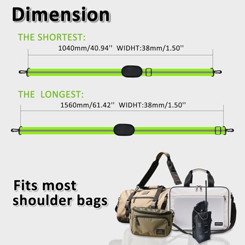 HYS 4.99ft Reflective Adjustable Shoulder Strap with Elastic to Secure Handheld Radio Mic clip - Thick Padded Non-Slip Design for Walkie Talkie Holsters & Crossbody Bags - Durable Swivel Hooks