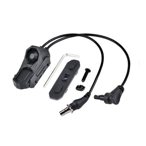 HATSEN Tactical Modular Dual Wire Button Remote Activation Pressure Switch，Compatible with M300/M600 PEQ15/A2 Etc Series Scout Troch Flashlight，for 20mm Rail and M&K System (SF+Crane Laser Plug BK)