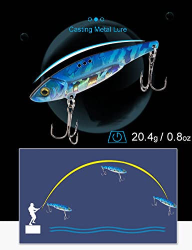 Blade Bait Bass Fishing Lures Set 6pcs 2.75in 20g Sinking VIB Hard Swimbaits - B-2.7in-0.7oz-6pcs