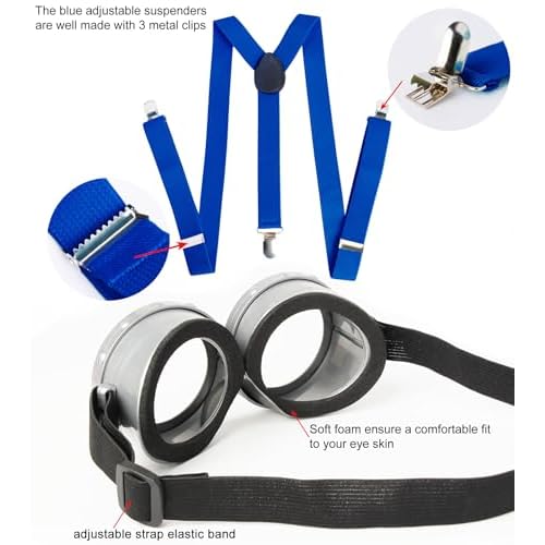 5 PCS Halloween Costume for Kids Girls,Goggles/Beanie/Tutu Skirt/Suspenders/Gloves Halloween Costume Accessories