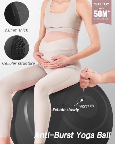 26 Inch Anti-Burst Exercise Ball for Yoga Pregnancy & Fitness - Black