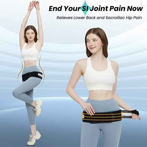 Sacroiliac SI Joint Hip Belt for Women - Hip Braces for Hip Pain - Lower Back Support Brace - Pelvic Support Belt - Trochanter Belt - Adjustable Sciatica Lumbar Pain Relief (Hip Size 32"-47")