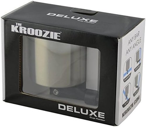 Kroozie Deluxe Bike Bottle Holder – Universal, Stainless Steel Bike Cup Holder for Handlebars – For Vertical or Angled Bars & Drinks up to 48 Oz. – Stroller, Cruiser, & Ebike Accessories