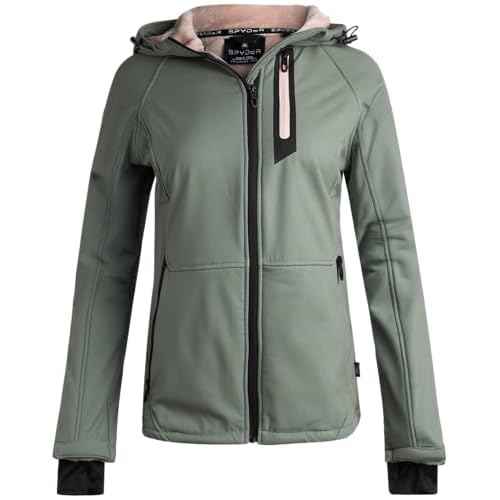 Spyder Womens Softshell Jacket - Lightweight Terry Fleece Hoodies for Women Water Resistant Zip Up Womens Windbreaker Jacket