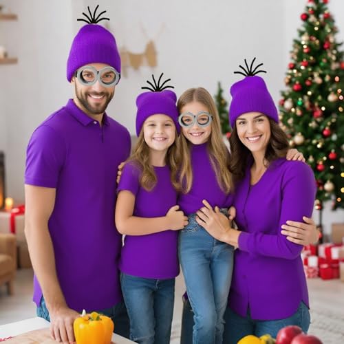 3Pcs Halloween Costume Accessories Adult, Yellow/Purple Beanie Goggles Gloves Women Men Halloween Party Costume Accessories