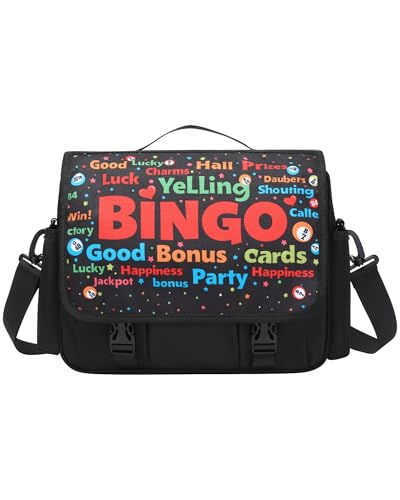 Bingo Messenger Bag with Pockets for Daubers Water Resistant Crossbody Tote - Bingo Slogans