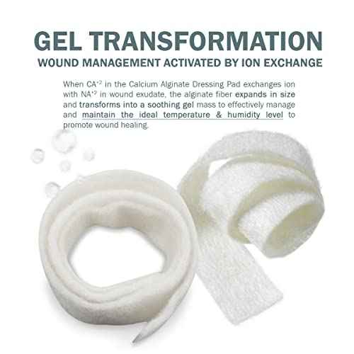 EVERLIT Calcium Alginate Wound Dressing | Gentle, Non-Stick Sterile Dressing Pad | Soft and Highly Absorbent Bandage with Soothing Gel Matrix (12" Rope | 5 Pack)