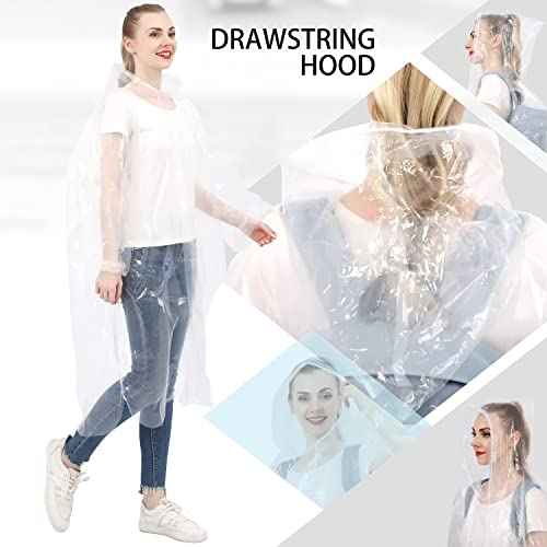 Disposable Rain Ponchos for Adults 10 and 4 Pack Extra Thicker Emergency Ponchos