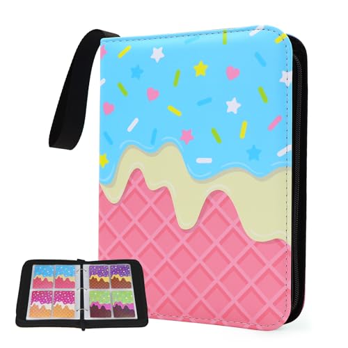 Cute Ice Cream Cake Card Binder Blue - 400 Pocket Card Album for Collectible & Trading Cards