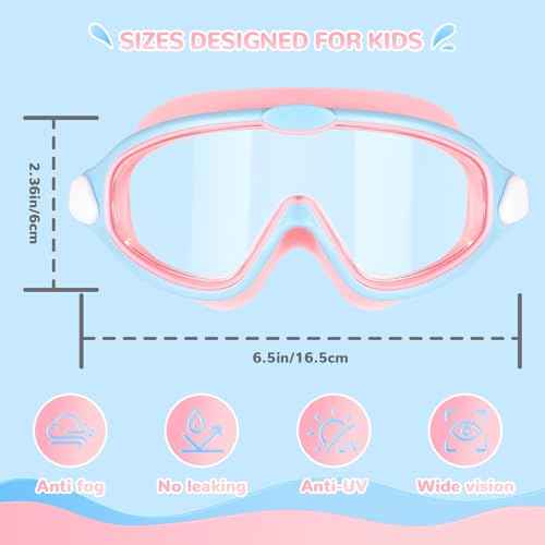 Supertrip Kids Swim Goggles 2 Pack Swimming Goggles UV Protection Anti-Fog Goggles for Kids 6-14