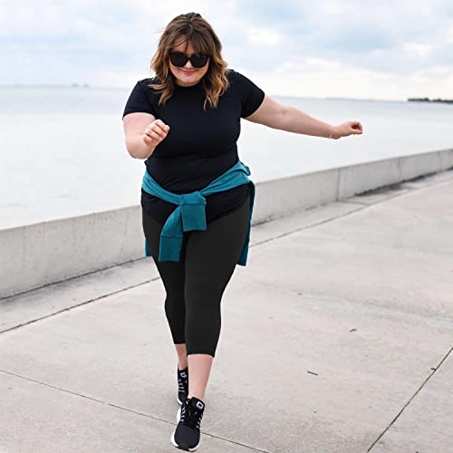 Plus Size Capri Leggings for Women with Pockets XL-4XL Black - XX-Large
