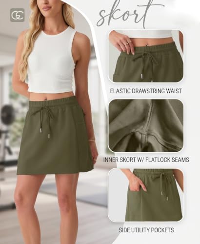 GRECERELLE Women's Casual Active Skirt Tennis Golf Skort with 4 Pockets - Medium Dark Coffee