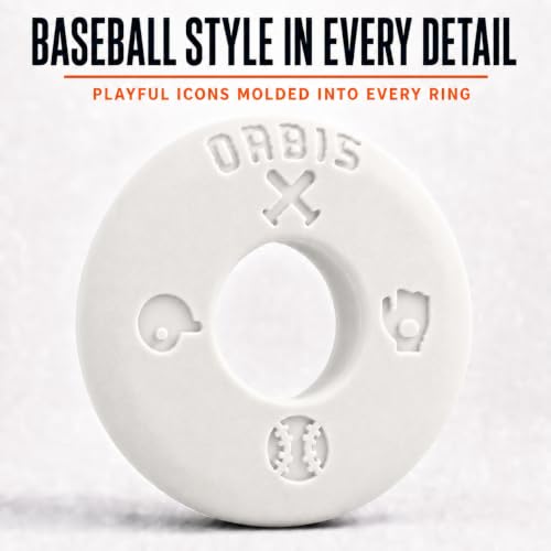 White Baseball Icon Bat Grip Choke Up Rings 4 Pack - Soft Silicone Youth Bat Accessories