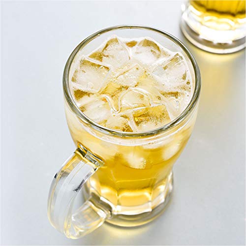 Fluted Beer Mugs Set 18oz Glass Drinkware with Handle - Pack of 8