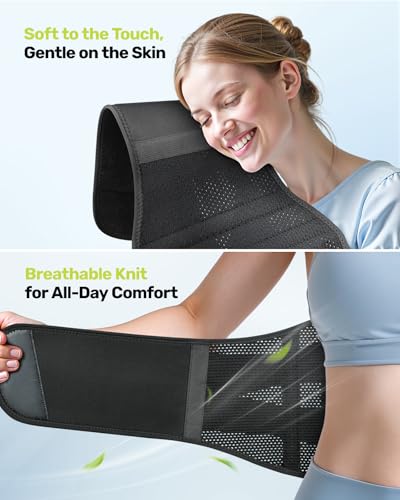 Lumbar Support Back Brace for Lower Back Pain Relief - Black, Large (Waist 39.4-45.3")