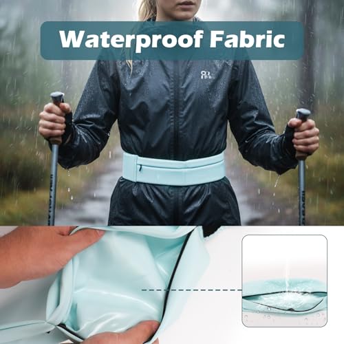Cyan Slim Running Belt for Men and Women with Water Bottle & Towel - Adjustable Waist Pack