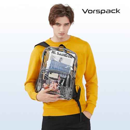 Vorspack Clear Backpack - Heavy Duty PVC Transparent See Through Backpack for College & Workplace