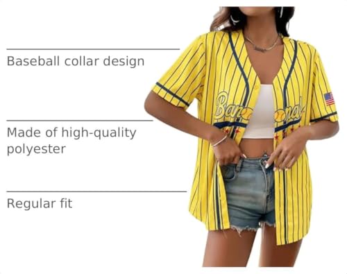 Women's Baseball Jersey Game Day Shirt - Graphic T-Shirt XL Yellow