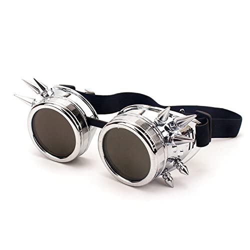Steampunk Goggles Vintage silver stud welding glasses motorcycle goggles Gothic Cosplay Sunglasse