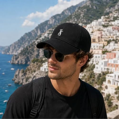 Black Embroidered Baseball Cap - Unisex Cotton Adjustable Hat for Men Women