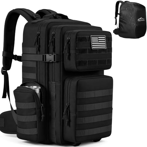 TILYMOL 55L Military Tactical Backpack Black - Large Assault Pack