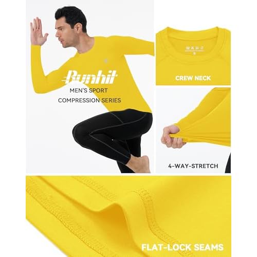Runhit Long Sleeve Compression Shirts for Men, UPF 50+ Men's Compression Shirts, Running Athletic Workout Base Layer